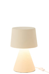 Tafellamp met kleine kap, steengoed, beige