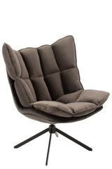Relaxstoel met kussen op frame, textiel/metaal, grijs