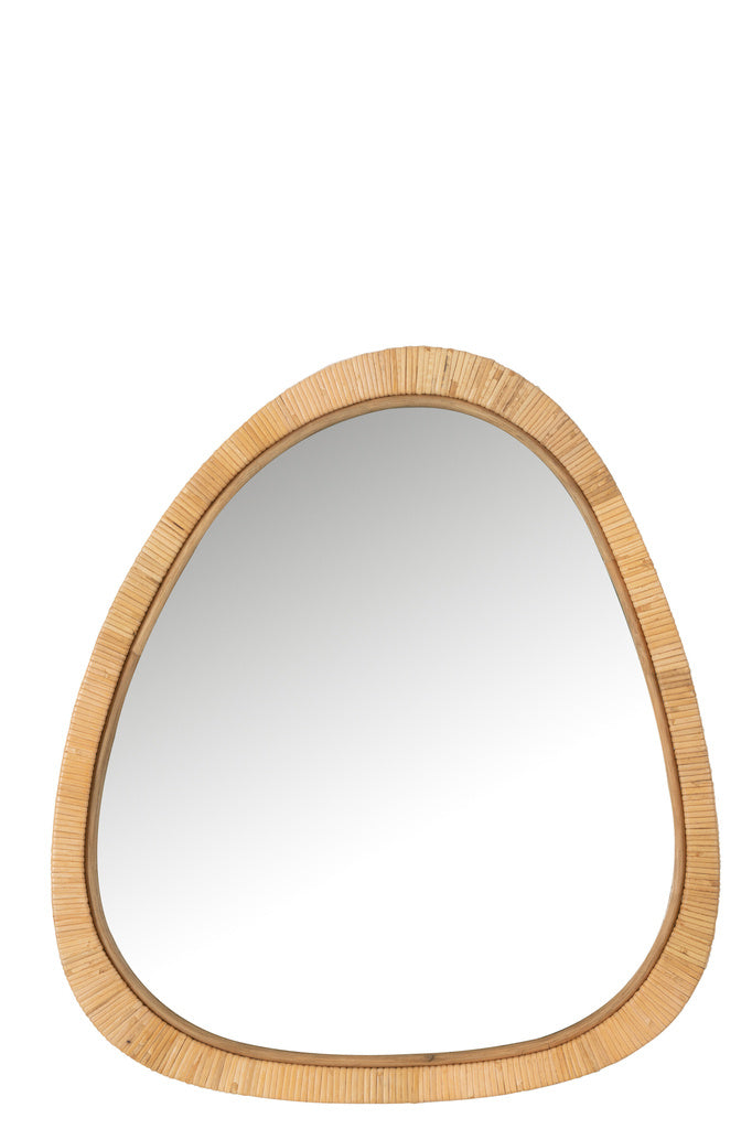 J-LINE SPIEGEL PAILLE – ROTAN/GLAS NATUREL GROOT