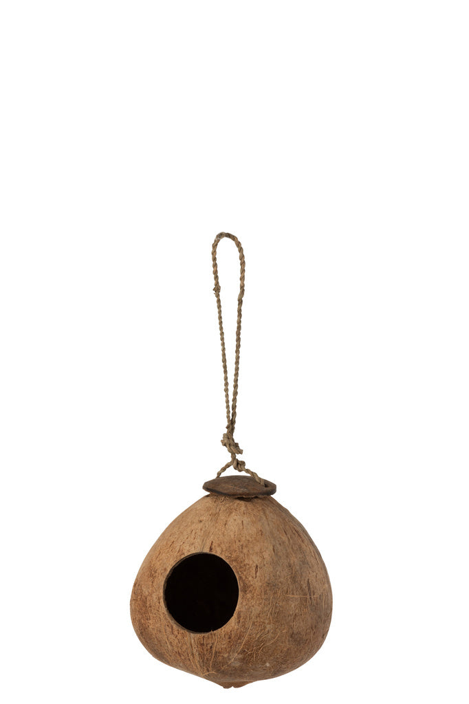J-Line Kokosnoot Huis Bruin Naturel Groot – Natuurlijke Schuilplaats voor Tuinvogels