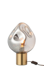Tafellamp goudkleurig metaal/grijs glas