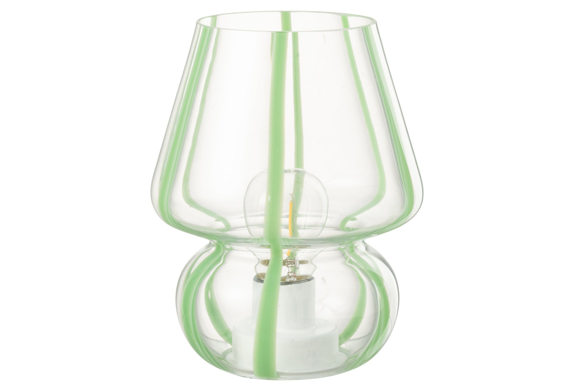 Tafellamp met gestreept glas, transparant/groen, groot