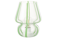 Tafellamp met gestreept glas, transparant/groen, groot