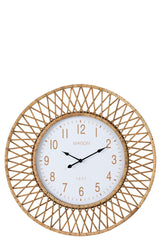 J-LINE WANDKLOK WONDER RATTAN/PLYWOOD NATURAL/WHITE LARGE