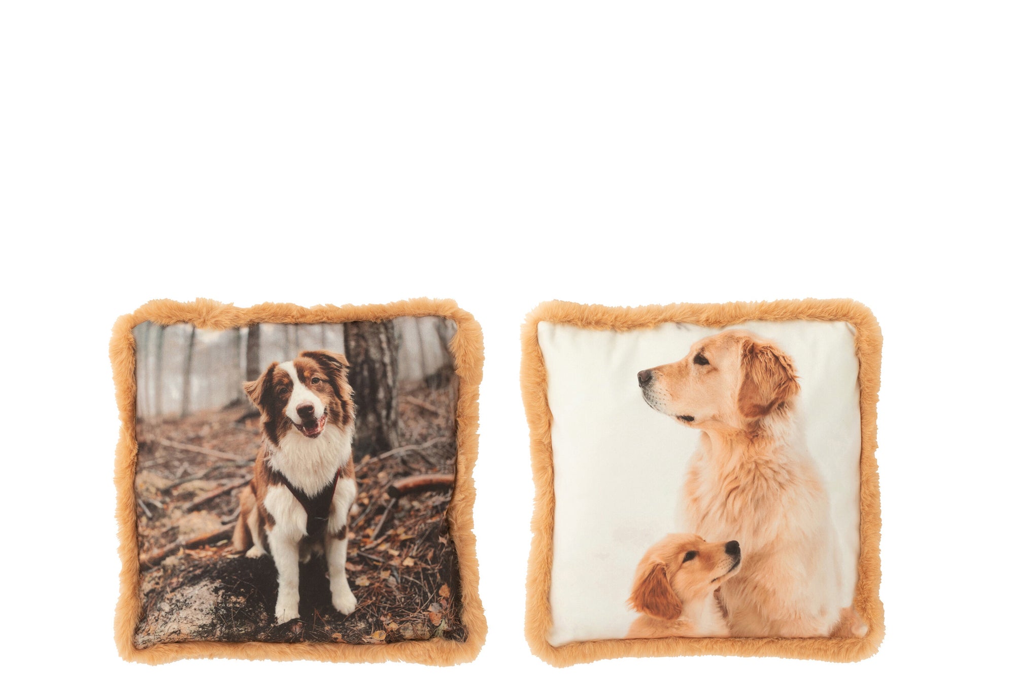 Kussen Hond Polyester Bruin/Beige Klein Assortiment Van 2