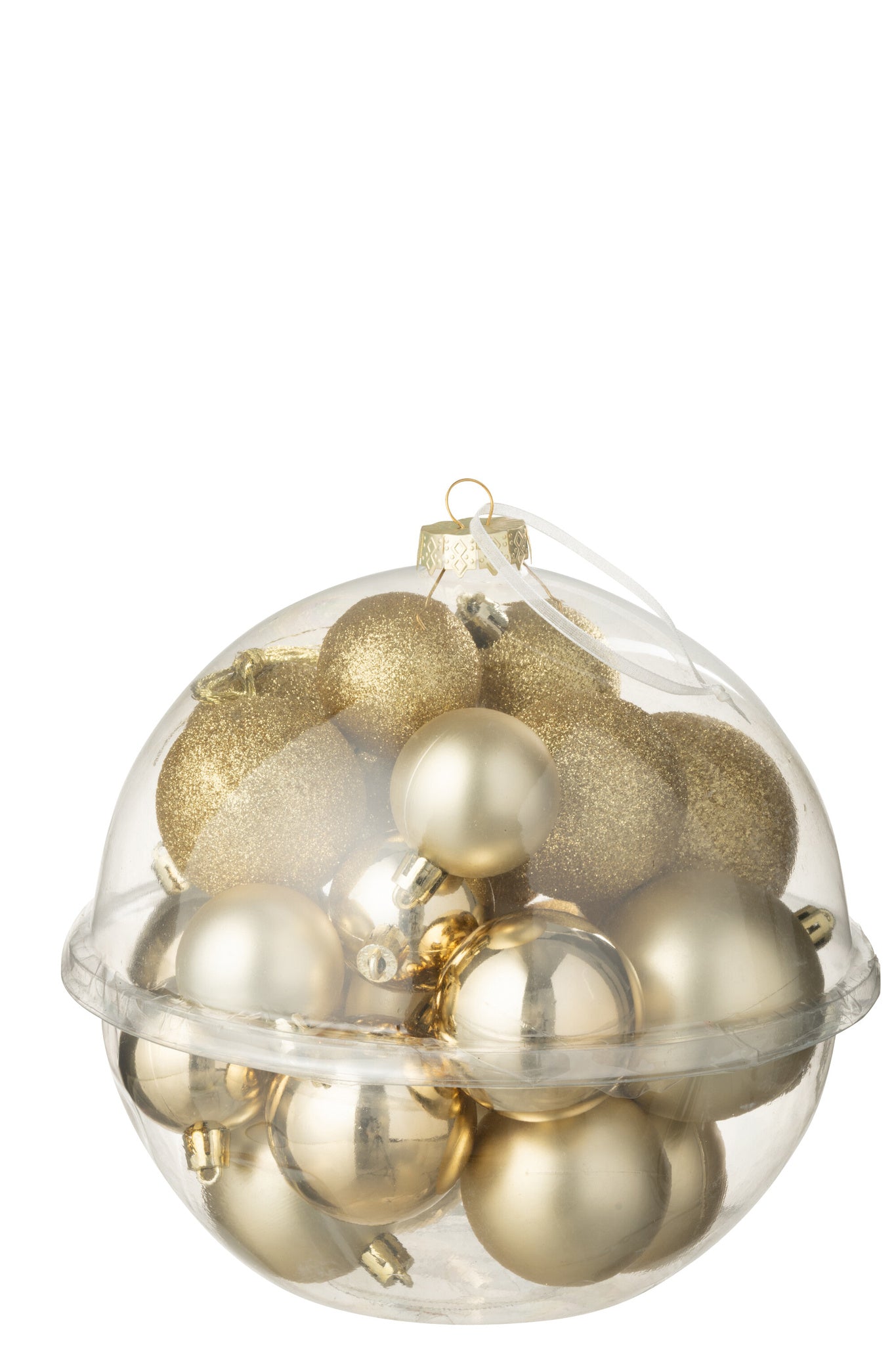 J-LINE DOOS VAN 24 KERSTBALLEN PLASTIC GOUDKLEURIG