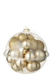 J-LINE DOOS VAN 24 KERSTBALLEN PLASTIC GOUDKLEURIG