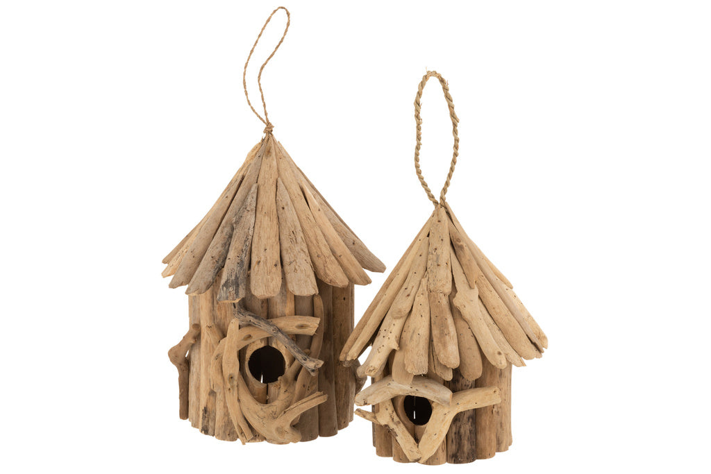  J-Line Vogelhuisje Driftwood Natural Large | Duurzaam Groot Vogelverblijf