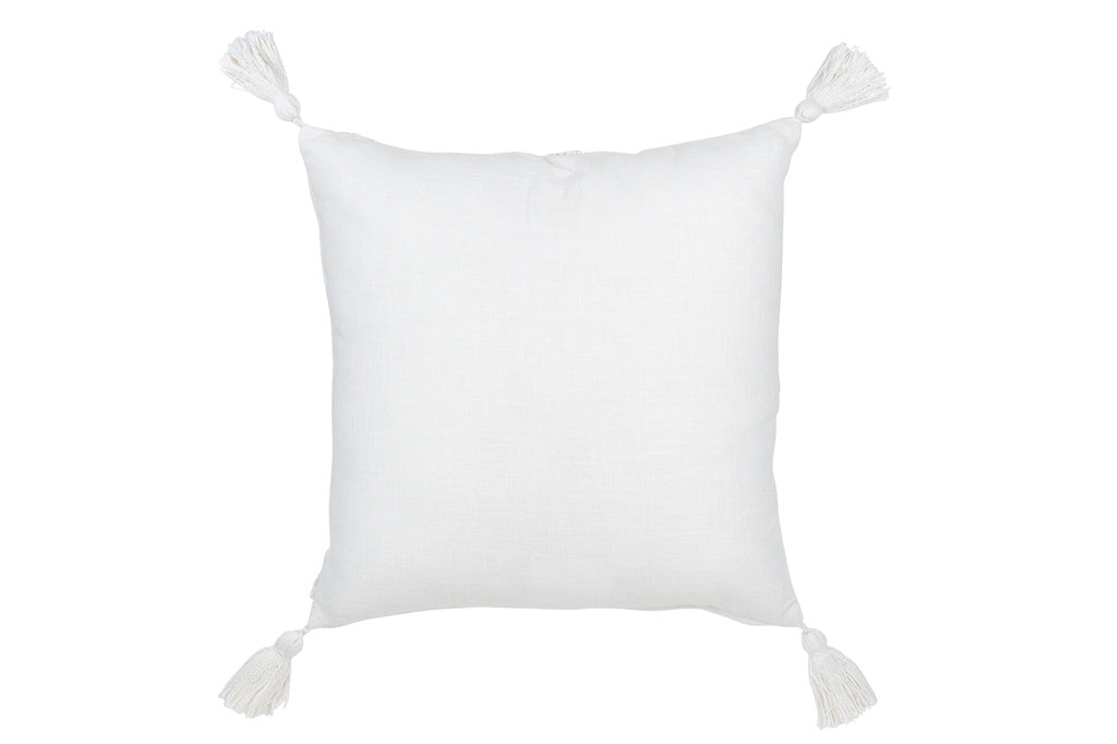 J-LINE KUSSEN BLOEMEN + KWASTJES – KATOEN – WIT – 45 CM