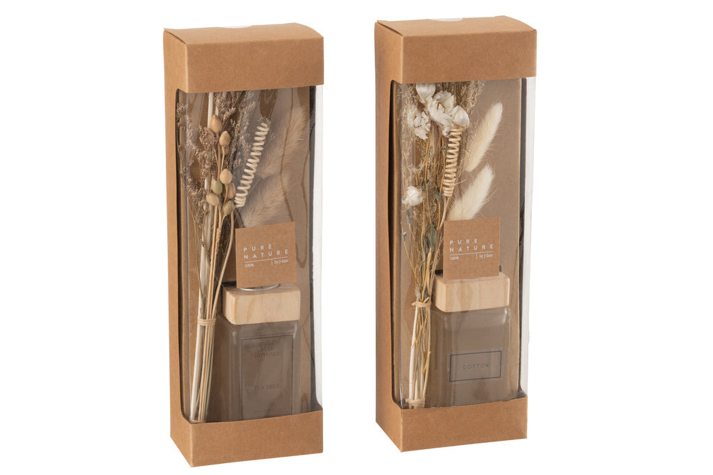 J-LINE GEURIGE OLIE + BLOEMENTAKKEN NATURAL SET VAN 2