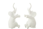 J-LINE BOEKSTEUN OLIFANT ZITTEND POLYRESIN WIT – SET VAN 2