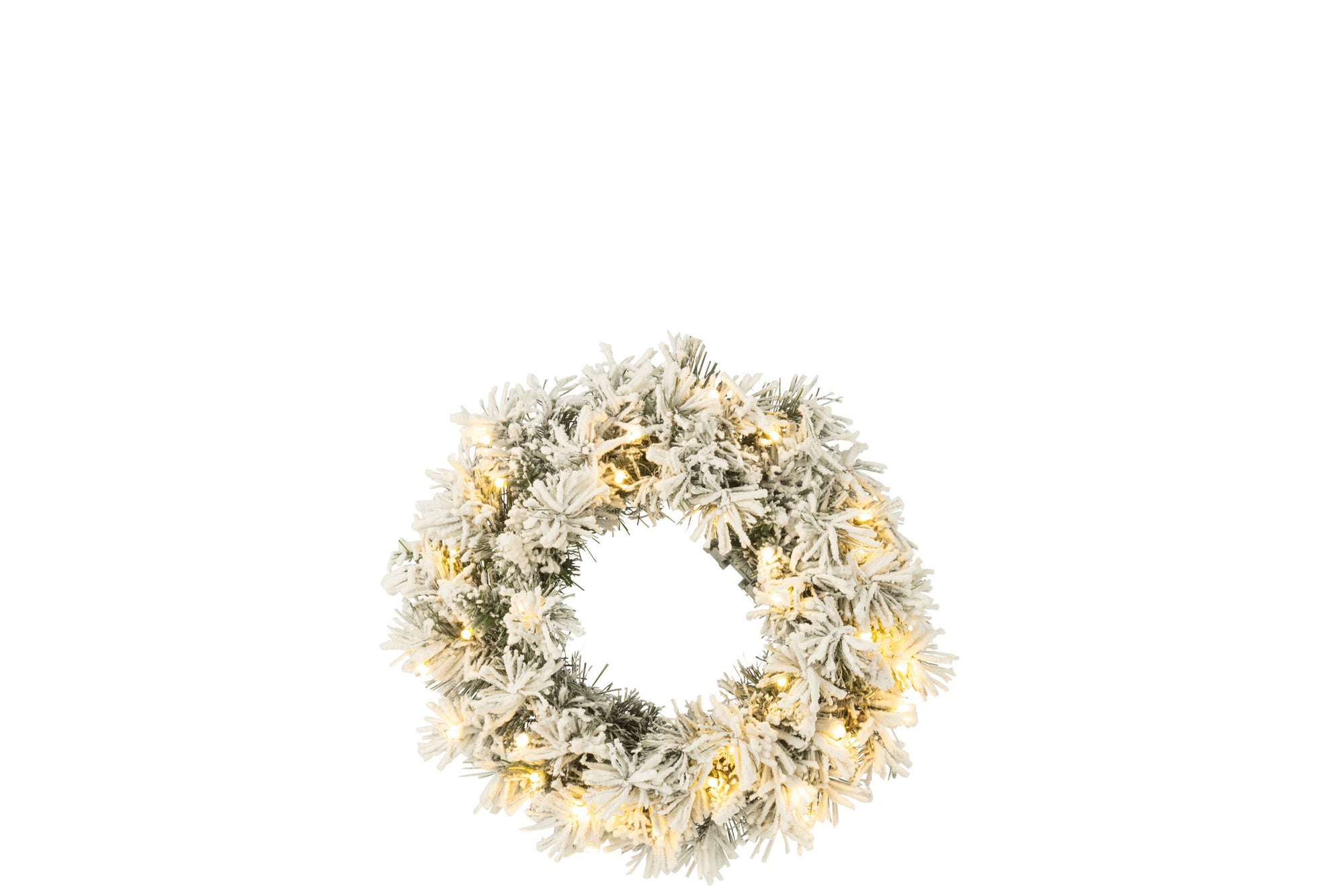 J-LINE KERSTKRANS + LED WARM WIT PLASTIC SNEEUWGROEN KLEIN
