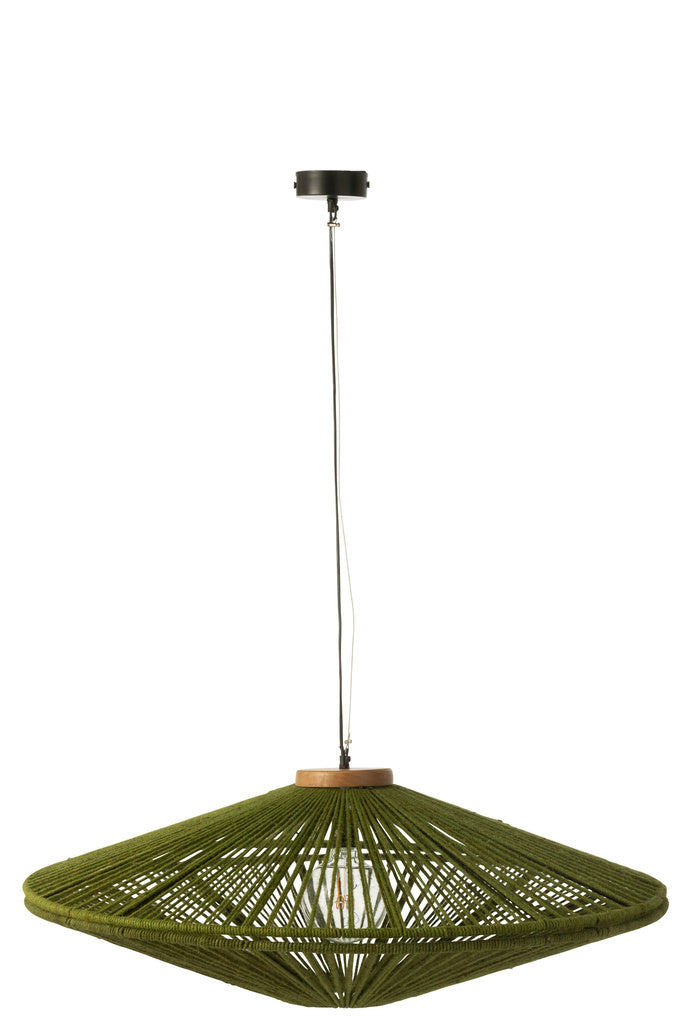 J-LINE HANGLAMP OVNI IJZER/JUTE GROEN LARGE