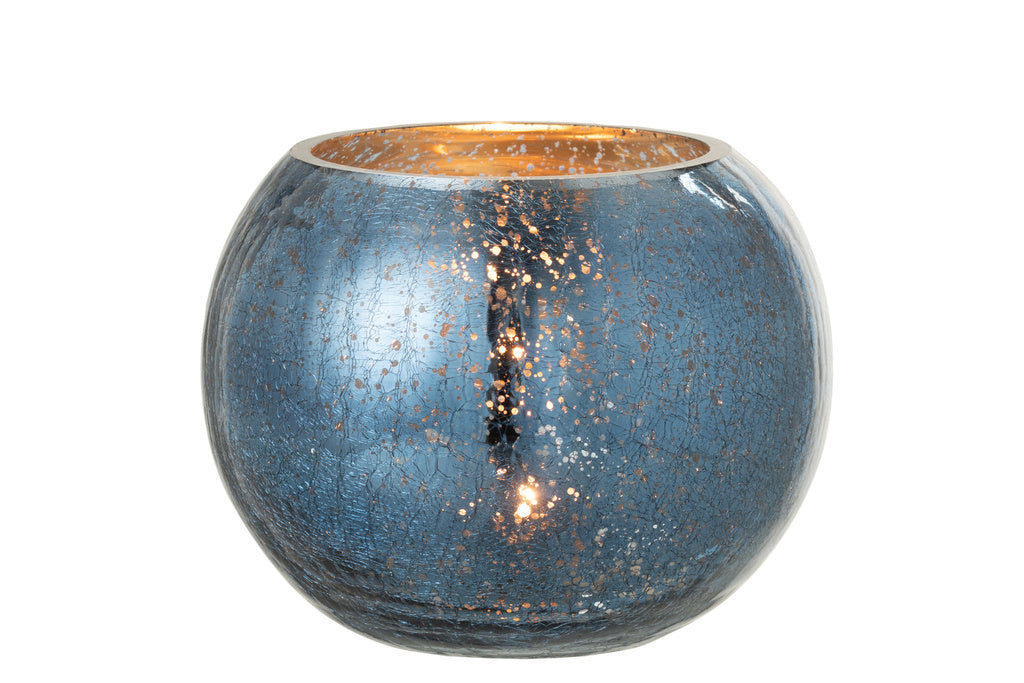 J-LINE WINDLICHT BAL CRAQUELÉ GLAS – PARELMOEREFFECT BLAUW LARGE