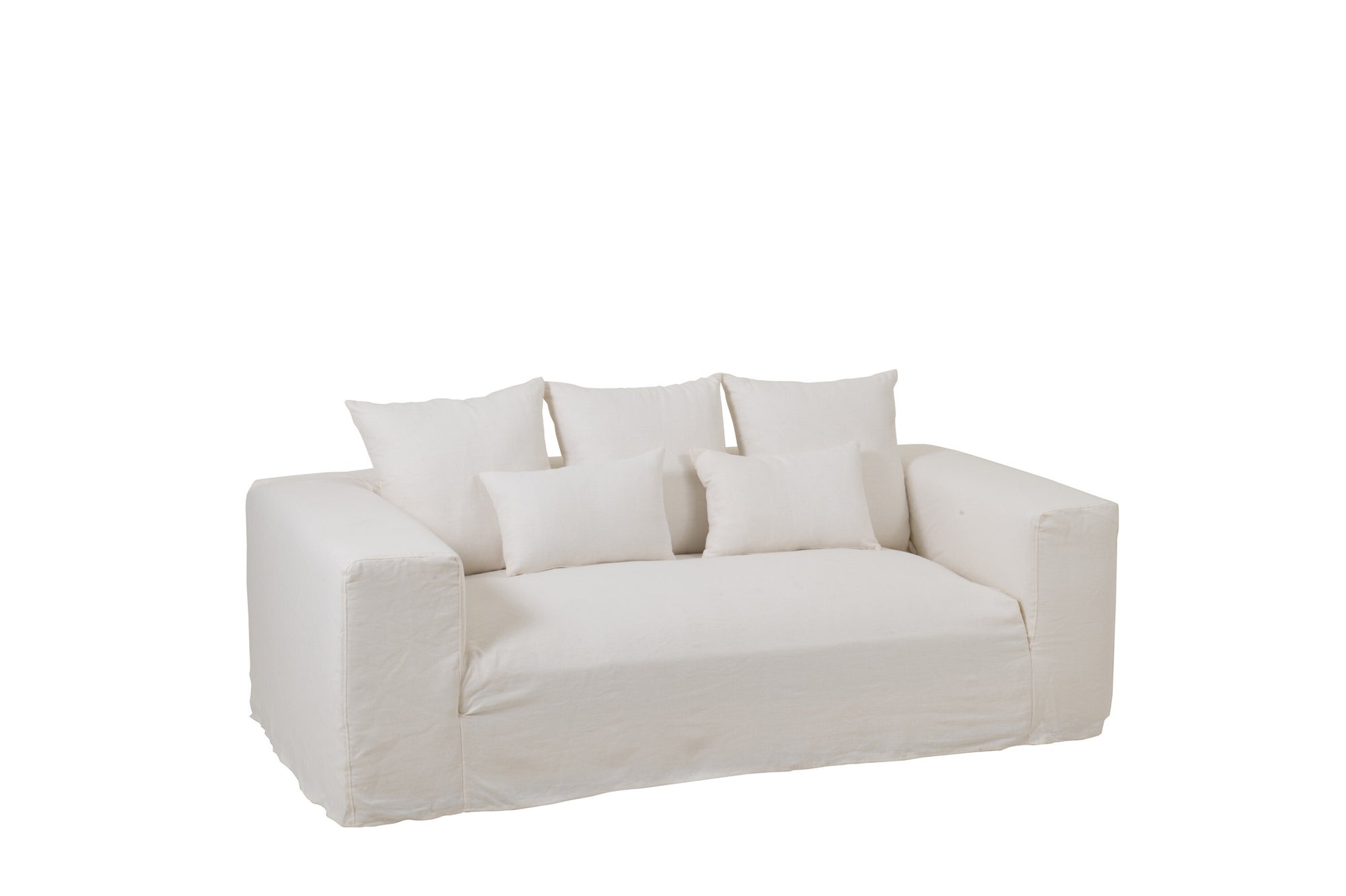 Hoes voor stoel + 5 kussens Monaco bank linnen marshmallow wit
