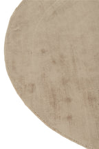 Tapis rond en viscose beige fait main