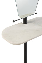 J-LINE SPIEGEL + PLANK WAND MARMER/IJZER/GLAS WIT/ZWART