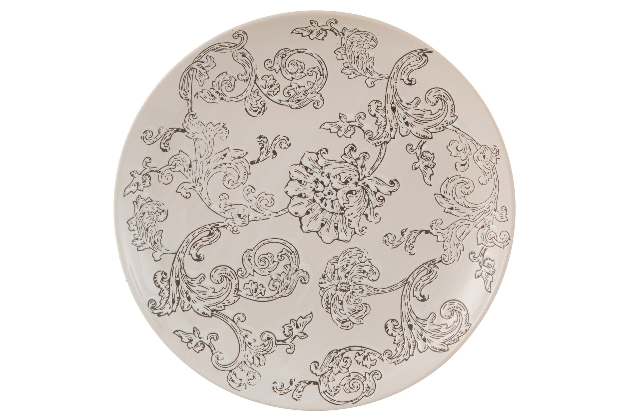 J-LINE PLAAT DECORATIEVE ZEN PORSELEIN WIT/ZWART