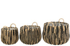 J-Line Set van 3 Manden Maste Mais/IJzer Zwart/Naturel
