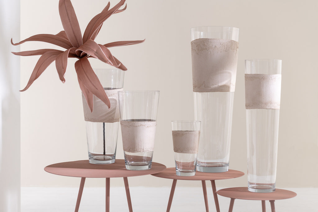 J-LINE VAZE DELPH – GLAS TRANSPARANT/BEIGE GROOT