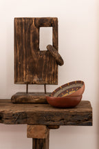 J-Line Decoration On Foot Square+Ring Willow Wood Brown