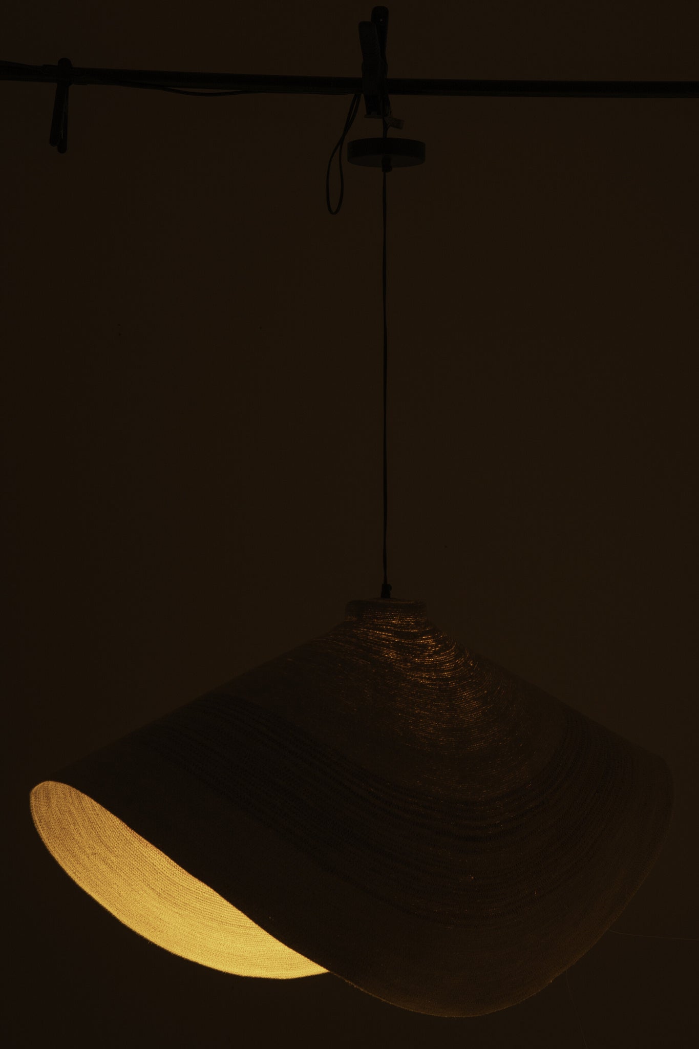 Plafondlamp gestreept zeegras naturel/donkeroranje