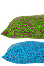 J-LINE KUSSEN PATROONSTOF – KATOEN/POLYESTER – GROEN/BLAUW – SET VAN 2 – 45 CM
