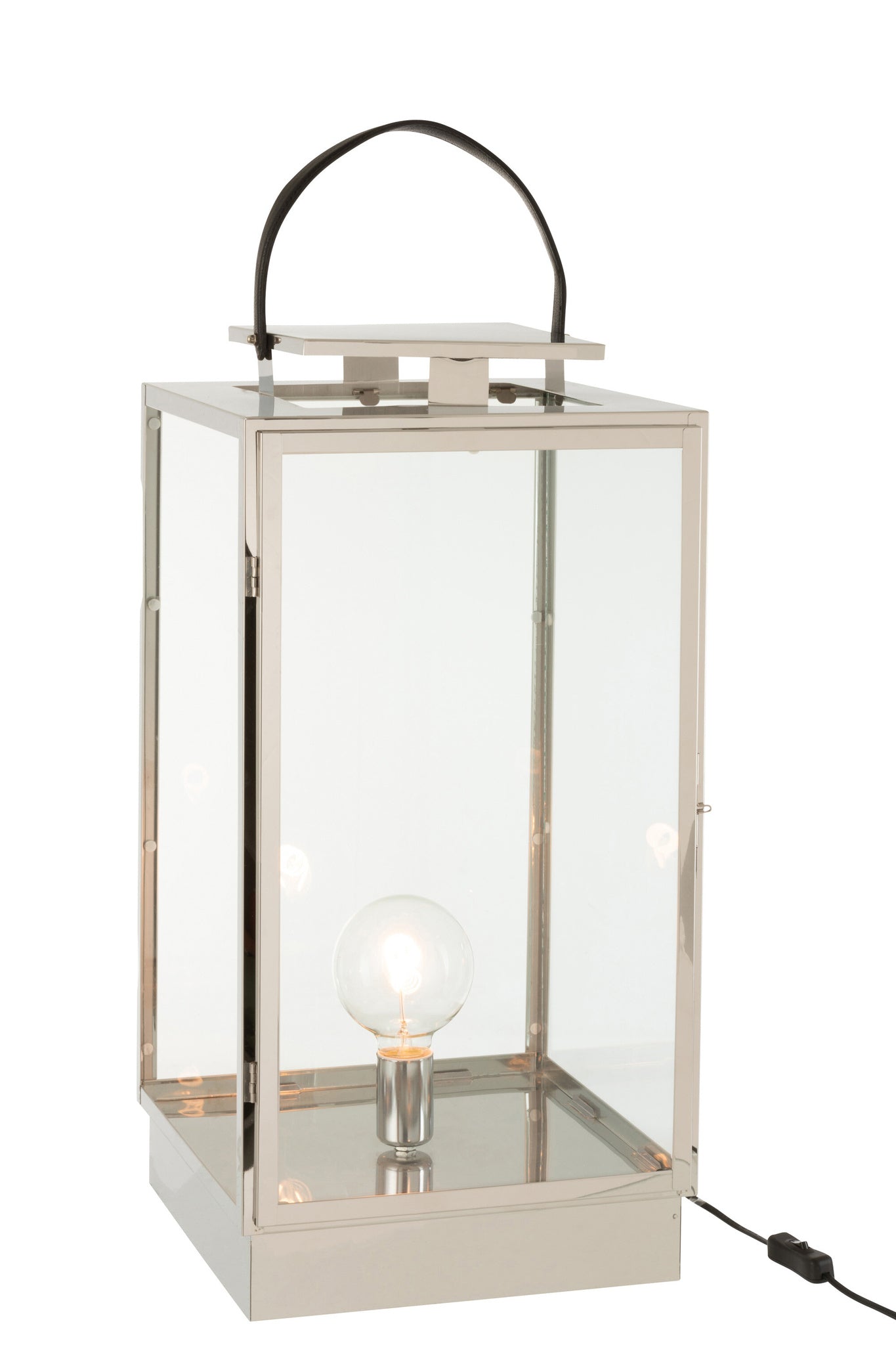 Lantaarnlamp metaal/glas zilver
