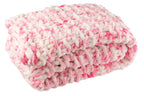 J-LINE DEKEN GEBREID POLYESTER ROZE/WIT