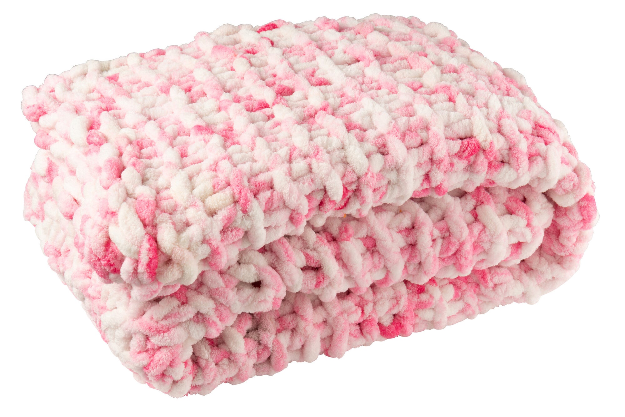 J-LINE DEKEN GEBREID POLYESTER ROZE/WIT