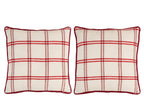 J-LINE KUSSENHOES POLYESTER ROOD/WIT ASSORTIMENT VAN 2