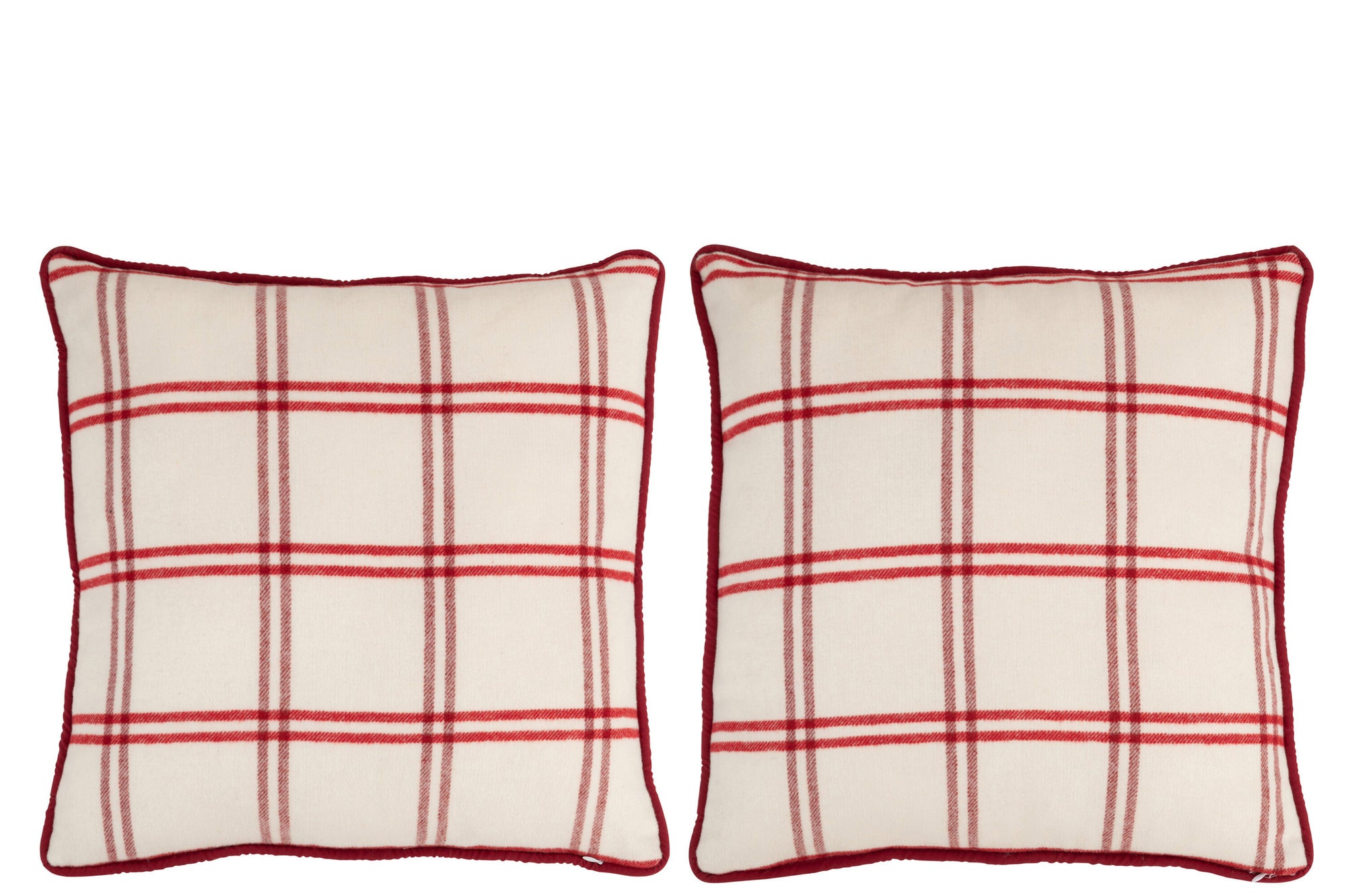 J-LINE KUSSENHOES POLYESTER ROOD/WIT ASSORTIMENT VAN 2