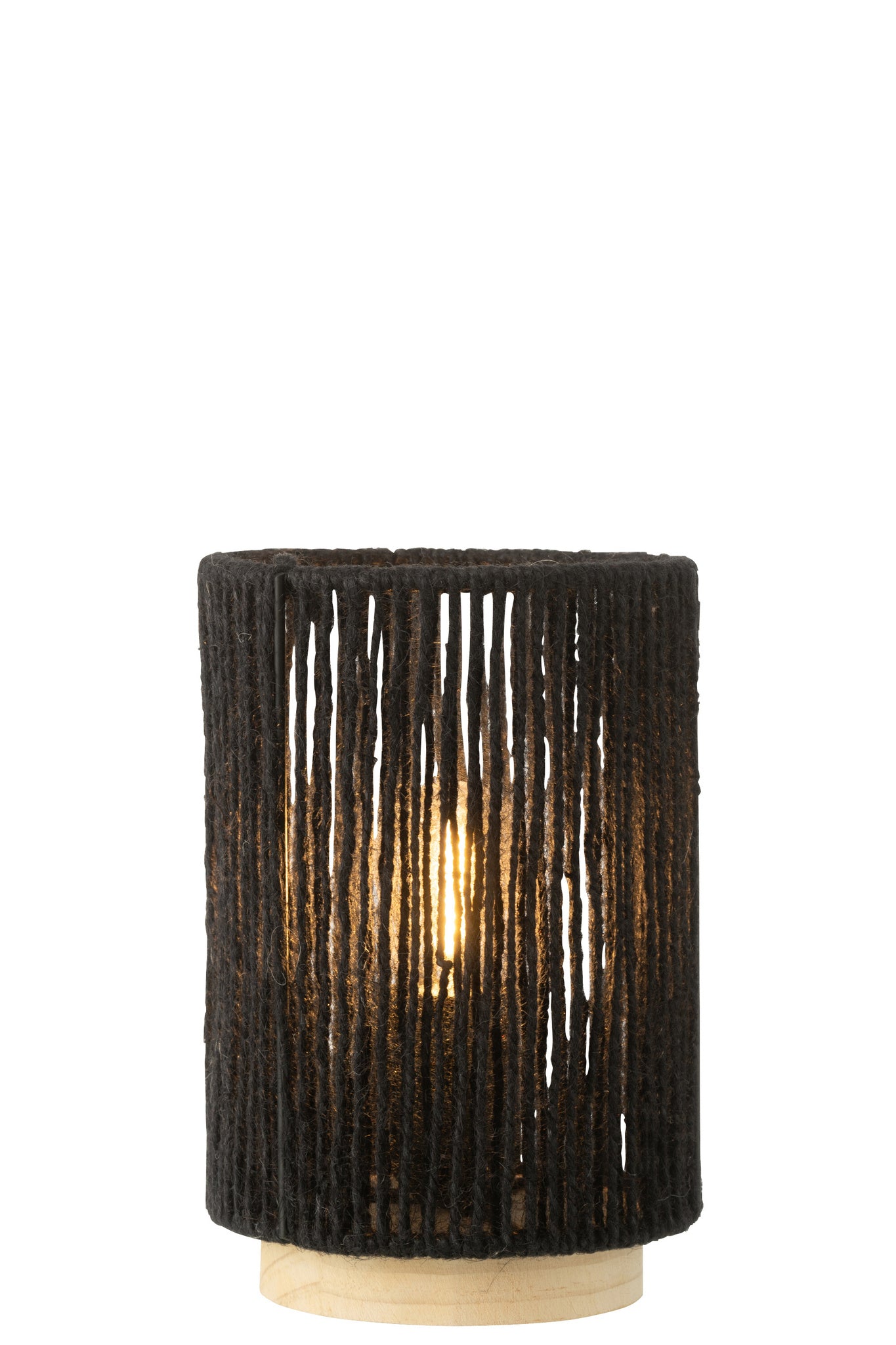 Tafellamp LED cilindrisch metaal/katoen zwart groot