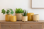 J-LINE BLOEMPOT FLOWER KERAMIEK OCHER SMALL