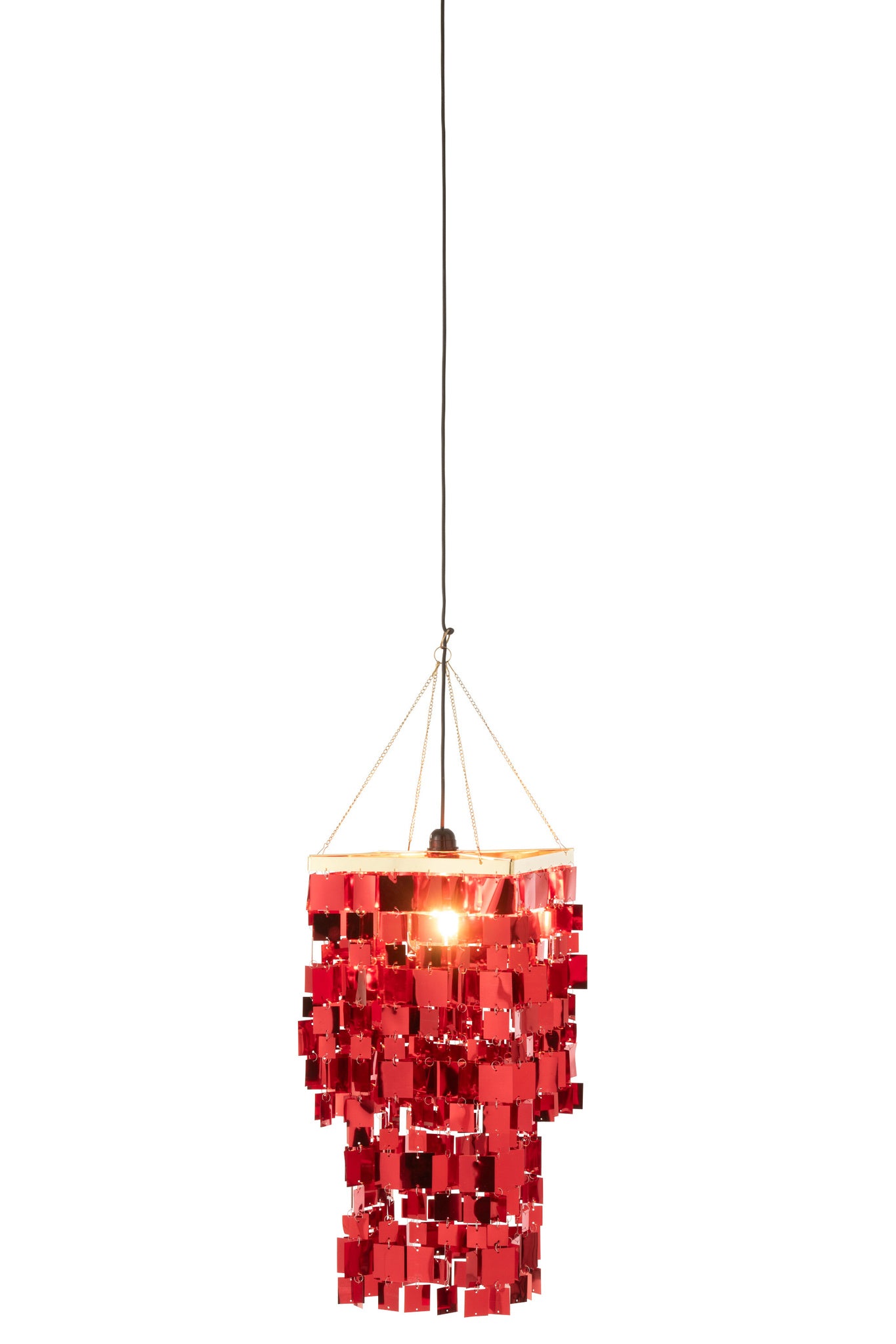 Kleine vierkante PVC-lampenkap voor kroonluchter, rood