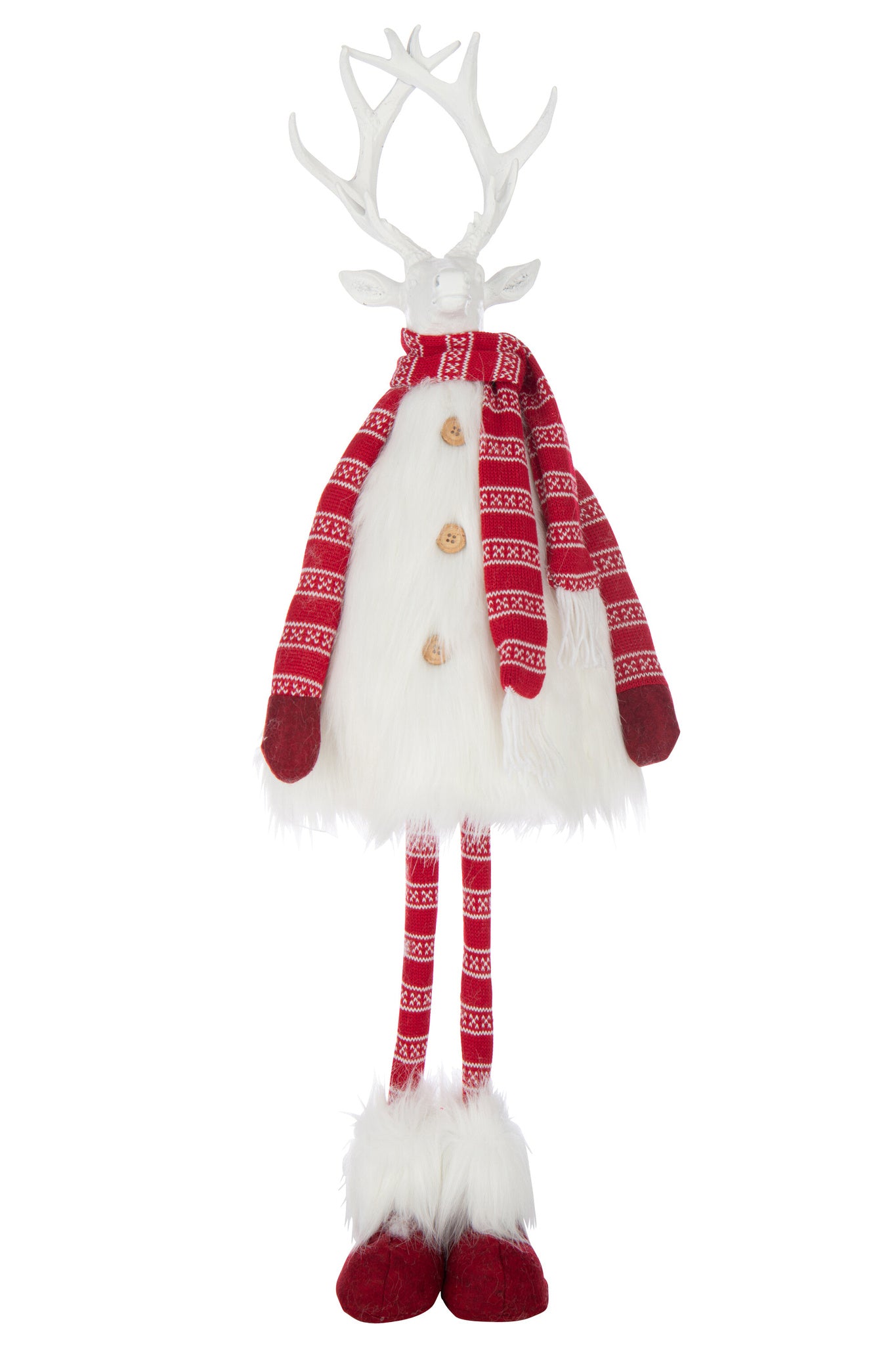 J-LINE HERTENBONT + SJAAL POLYESTER WIT/KERST ROOD GROOT