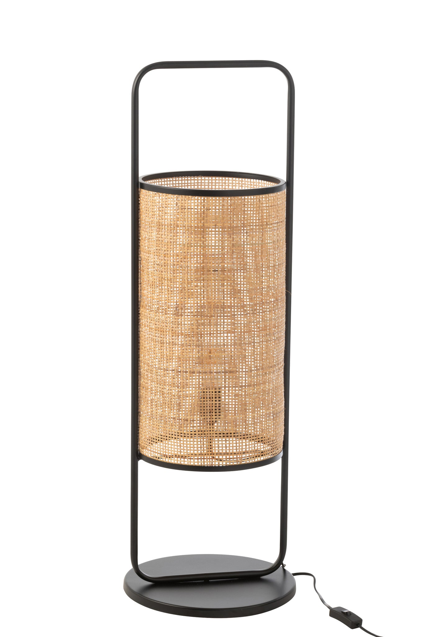 Lamp op voet Elton Metaal/Rotan Zwart/Naturel Groot