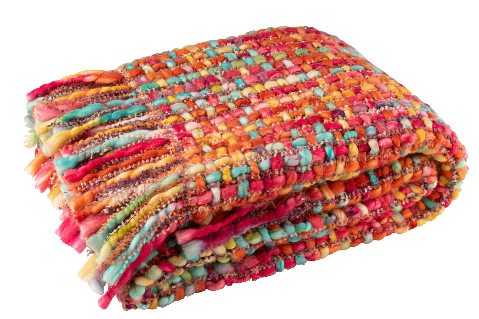 J-LINE DEKEN GEBREID ACRYL MULTICOLOR