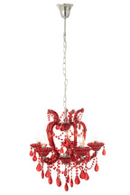 Antieke kroonluchter van rood glas