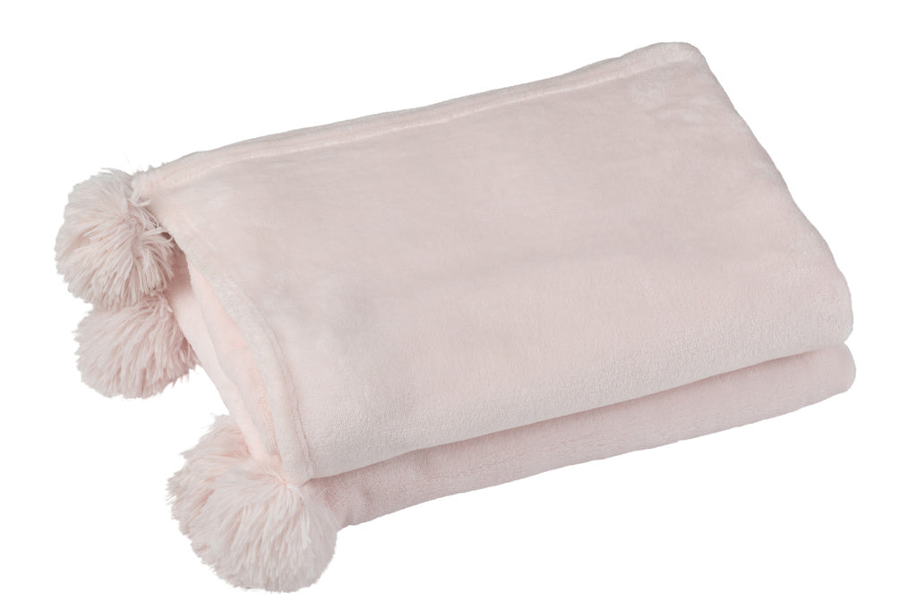 J-LINE PLAID POMPOM POLYESTER LIGHT PINK