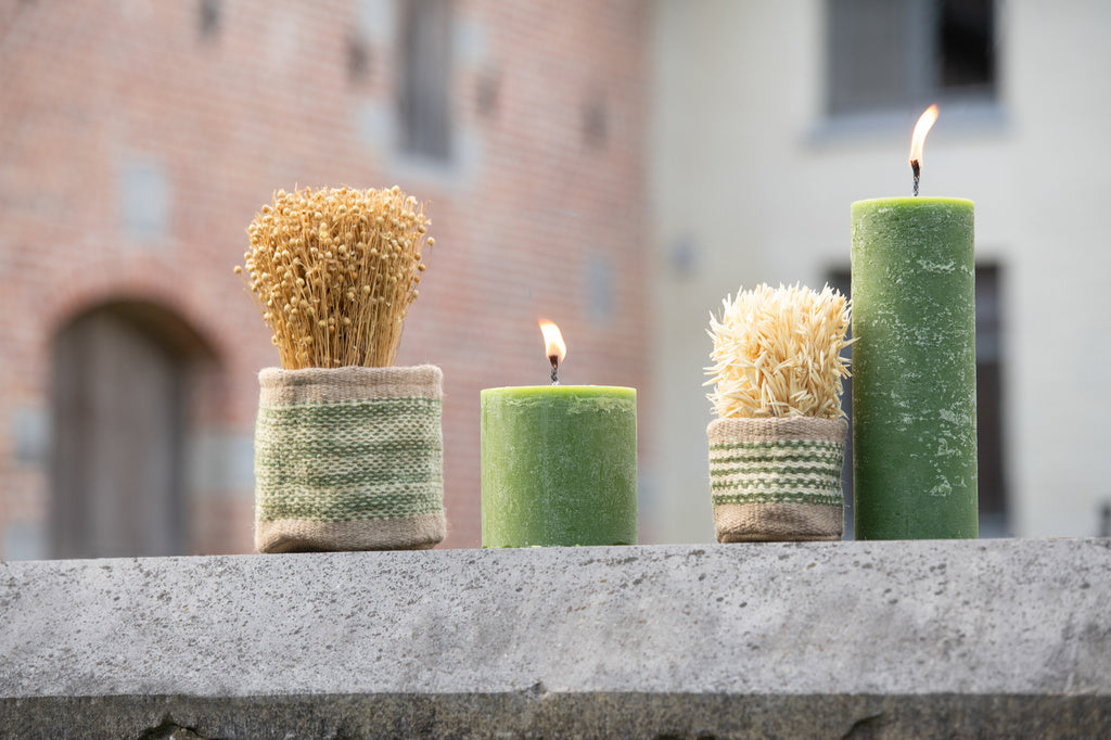 J-LINE SET VAN 2 RONDE MANDEN + BAND – JUTE NATUUR/GROEN XS/S
