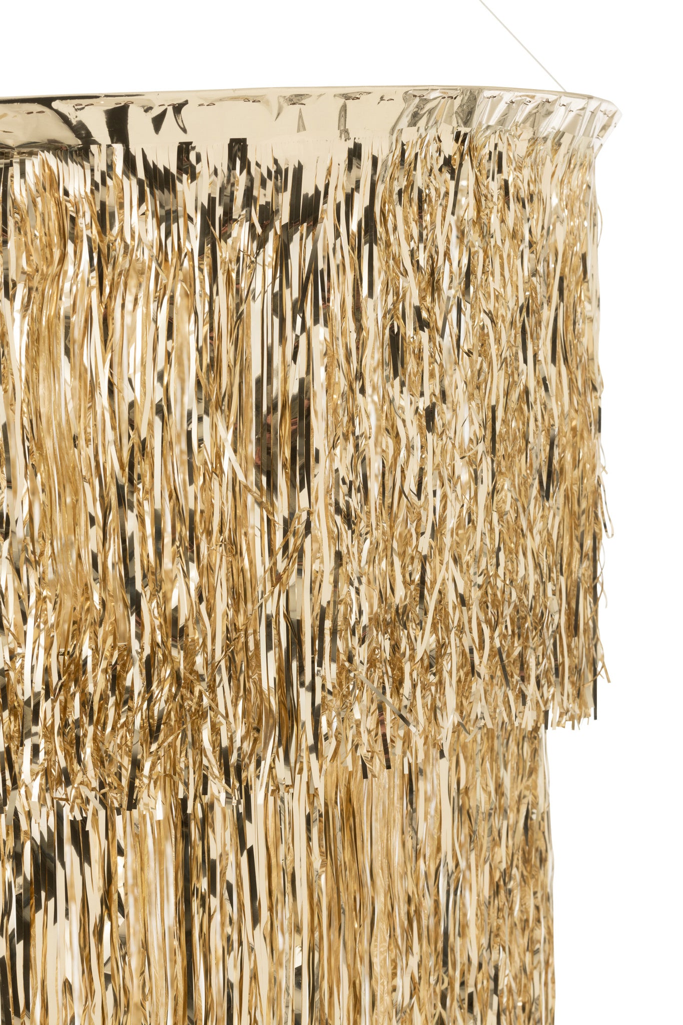 Lampenkap voor kroonluchter, met franjes, vinyl, goudkleurig, groot