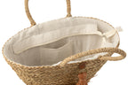 J-LINE STRANDTAS MET KWASTJES – ZEEGRAS/RAFFIA NATUUR/BRUIN