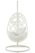J-LINE HANGSTOEL + KUSSENS BULA METAAL/RIET WIT 