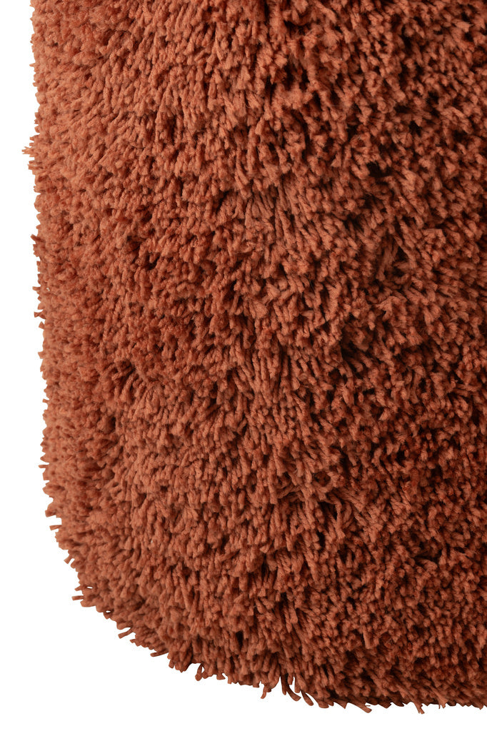 J-LINE POEF CYLINDER SHAGGY POLYESTER BAKSTEENROOD