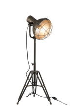 Staande ronde metalen lamp grijs