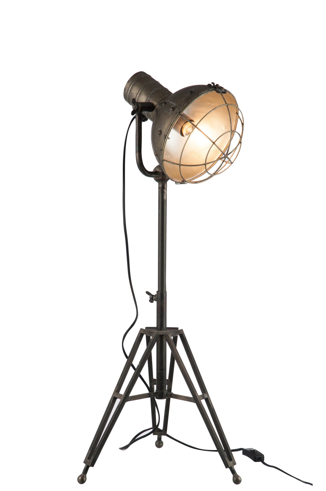 Staande ronde metalen lamp grijs