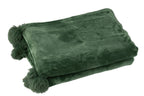 J-LINE PLAID POMPOM POLYESTER DONKERGROEN