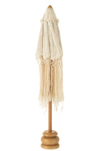 ChatGPT zei:  J-LINE PARASOL ON FOOT LONG FRINGES HOUT/TUMANGGAL WIT