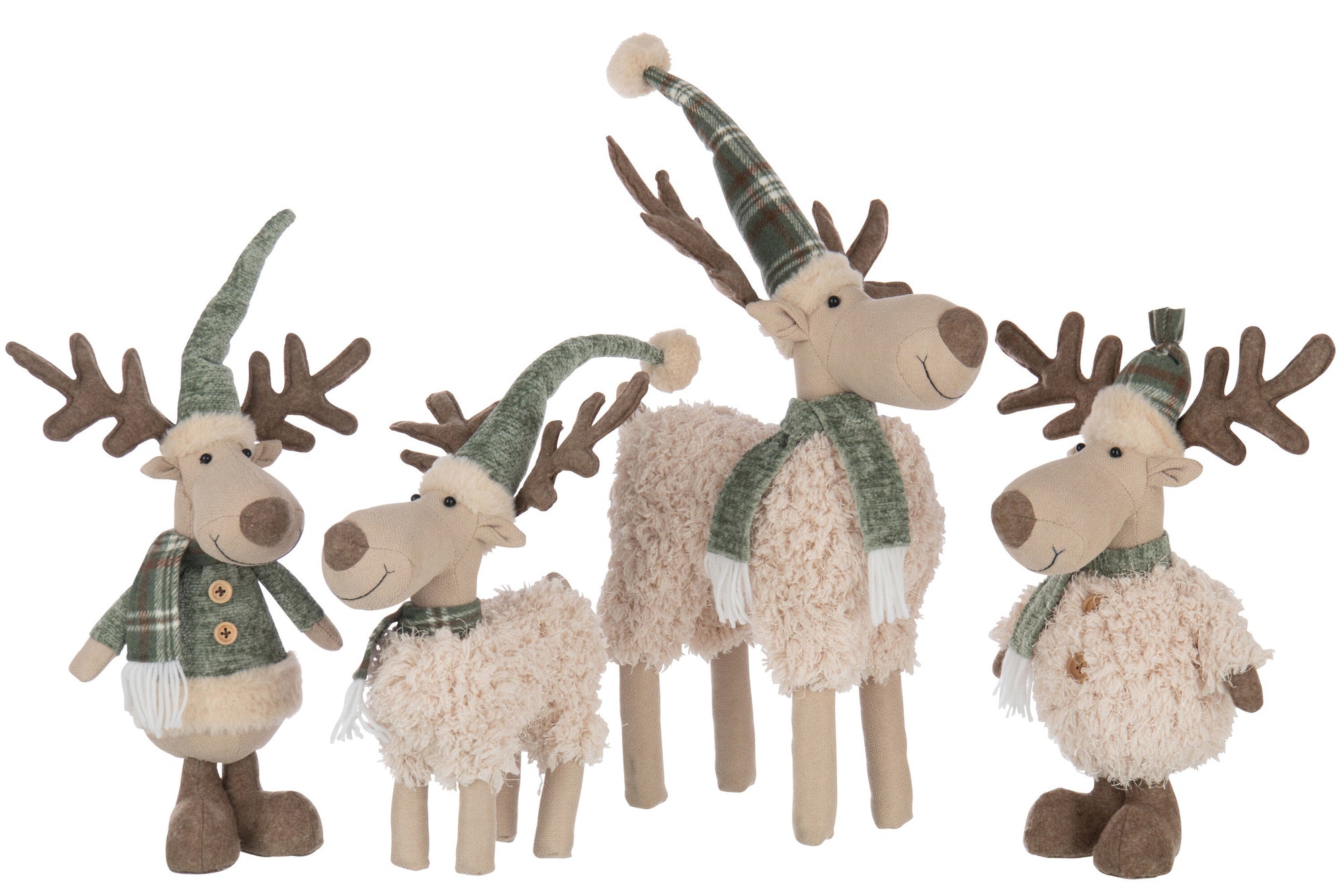  J-LINE ELAND SJAAL POLYESTER GEBROKEN WIT/GROEN GROOT